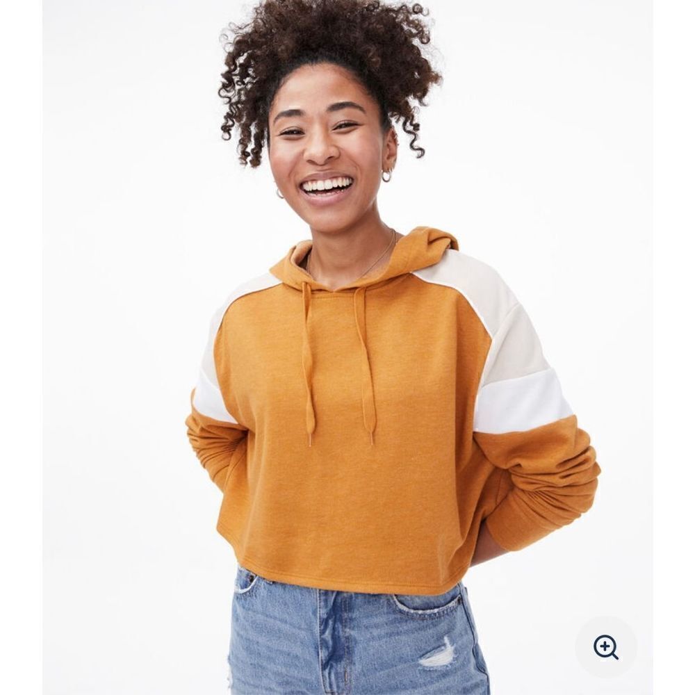 Aeropostale Colorblock Cropped Pullover Hoodie XS‎